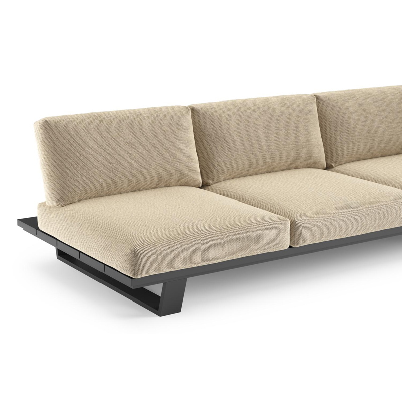 Pagino loungeset in zwart aluminium met althea camel all weather cosytica kussen