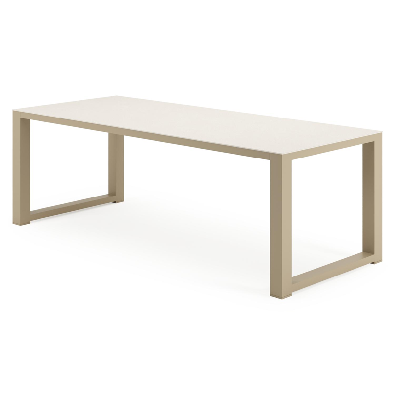 Ensemble de jardin Livo en aluminium beige et sintered stone crema minerale avec 6 chaises de jardin Gerona