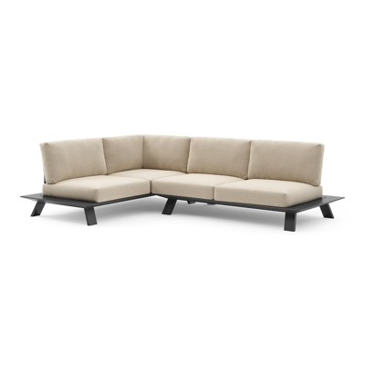 Cesano loungehoek in zwart aluminium met althea chalk all weather Cosytica kussen