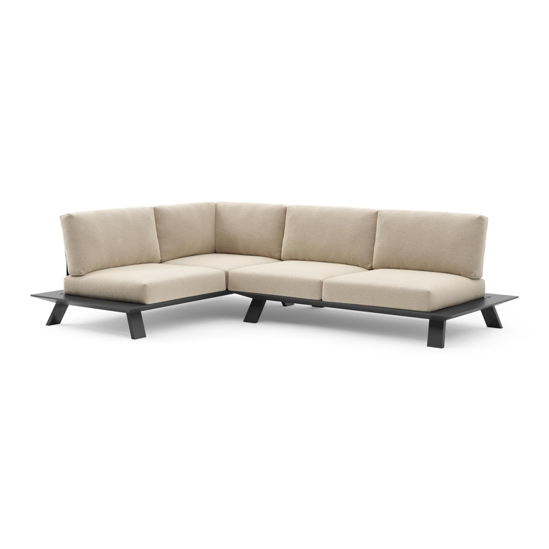 Cesano loungehoek in zwart aluminium met althea chalk all weather Cosytica kussen