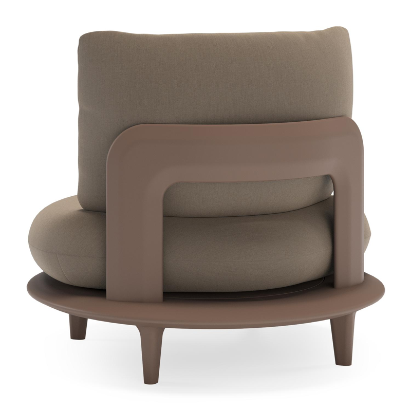 Bomero loungestoel in taupe aluminium met natte heather grey all weather sunbrella® luxe kussen