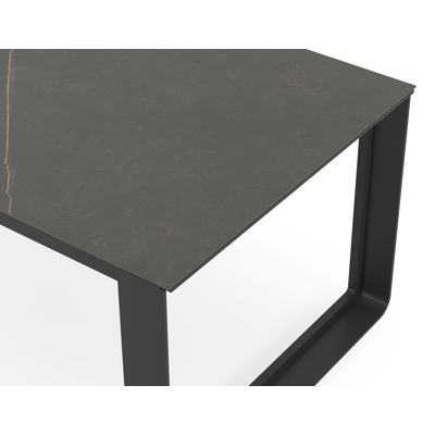 Table de jardin Atessa en aluminium noir et céramique pleine calatorao - Lg 240 x Larg, 100 x H 75 cm