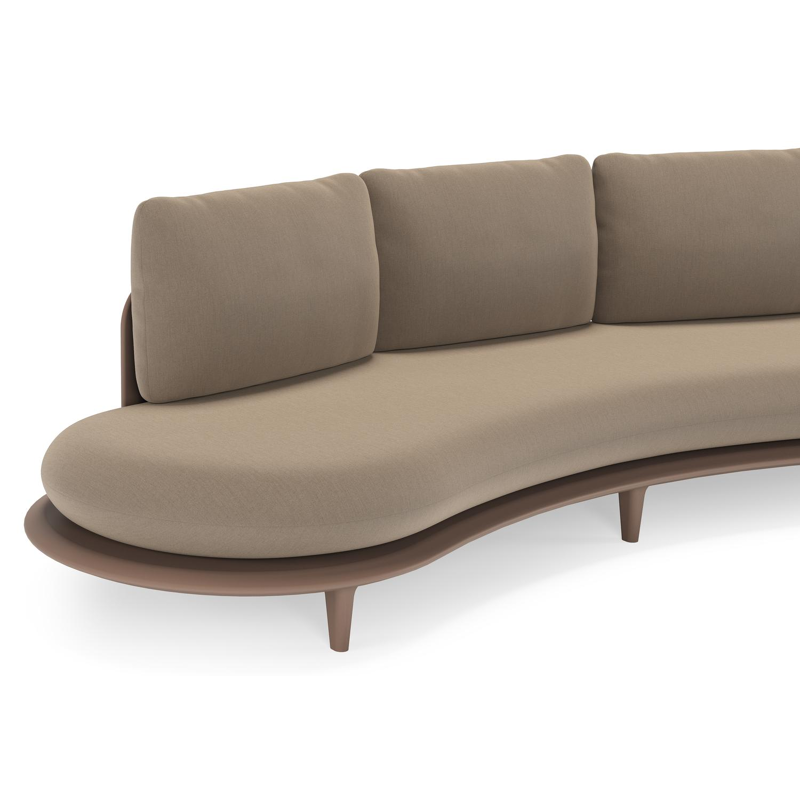 Bomero loungeset in taupe aluminium met natte heather grey all weather sunbrella® luxe kussen