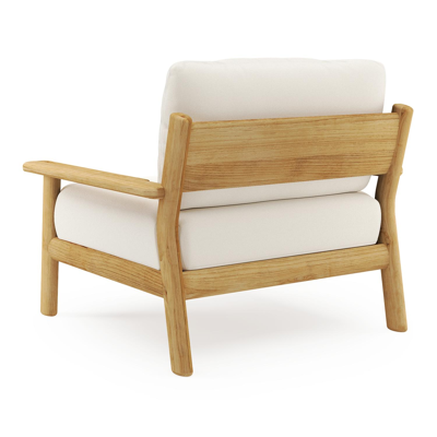 Amaro loungestoel in teak met natte white all weather sunbrella® luxe kussen