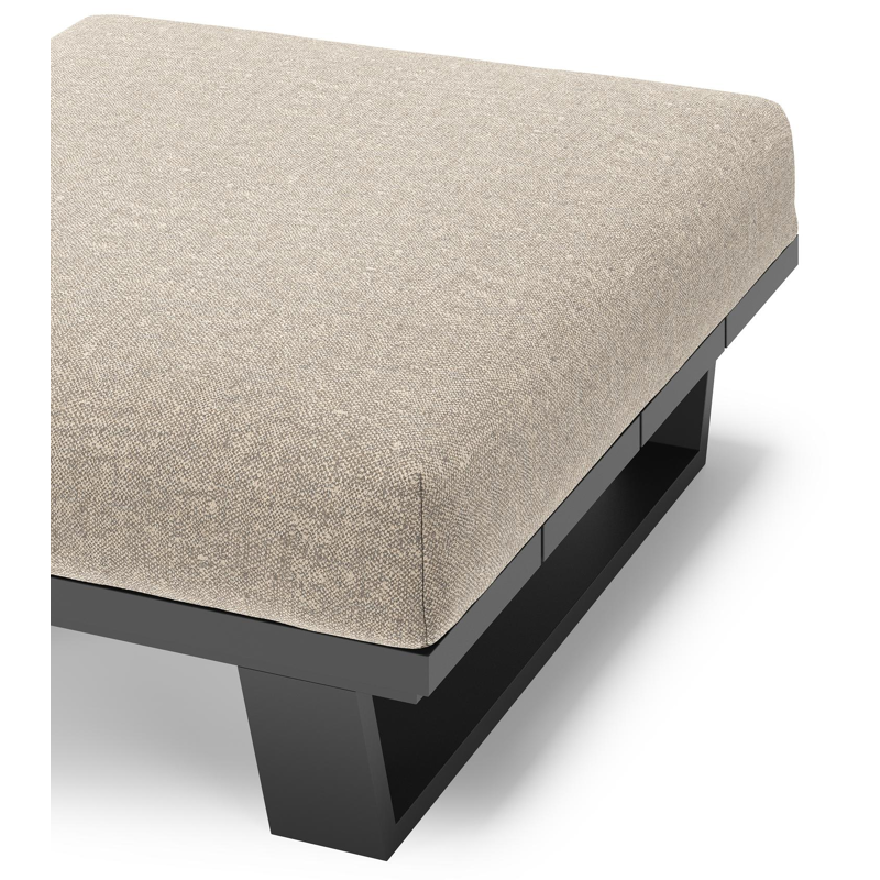 Pagino poef in zwart aluminium met chartres pewter all weather sunbrella® luxe kussen