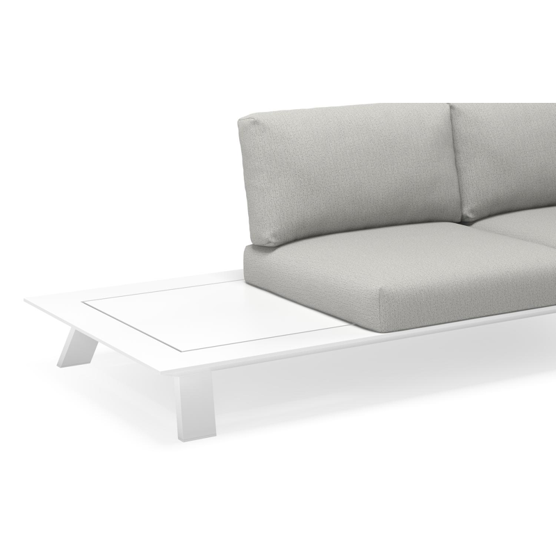 Cesano loungehoek in wit aluminium met tweed dune all weather sunbrella® luxe kussens