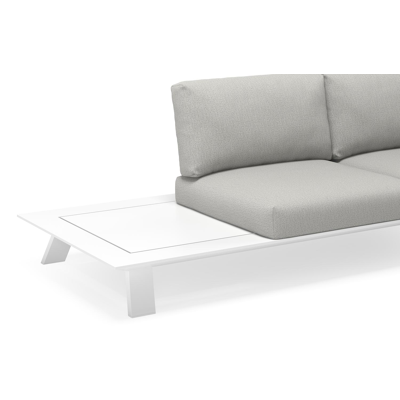 Cesano loungehoek in wit aluminium met tweed dune all weather sunbrella® luxe kussens