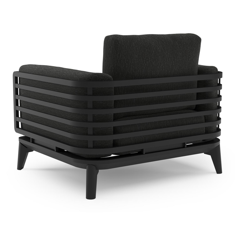 Set van 2 Mosa loungestoelen in zwart aluminium met sky black weather+ softtouch kussens