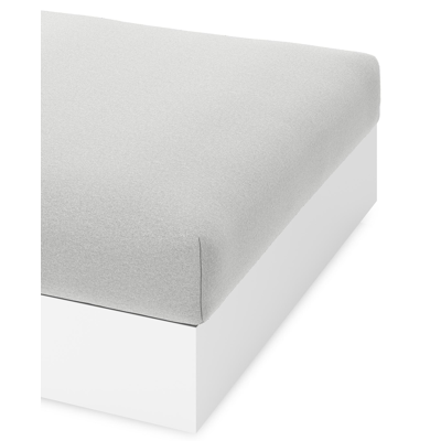 Pouf Como en aluminium blanc et coussins en all weather sunbrella® luxe natte grey chine