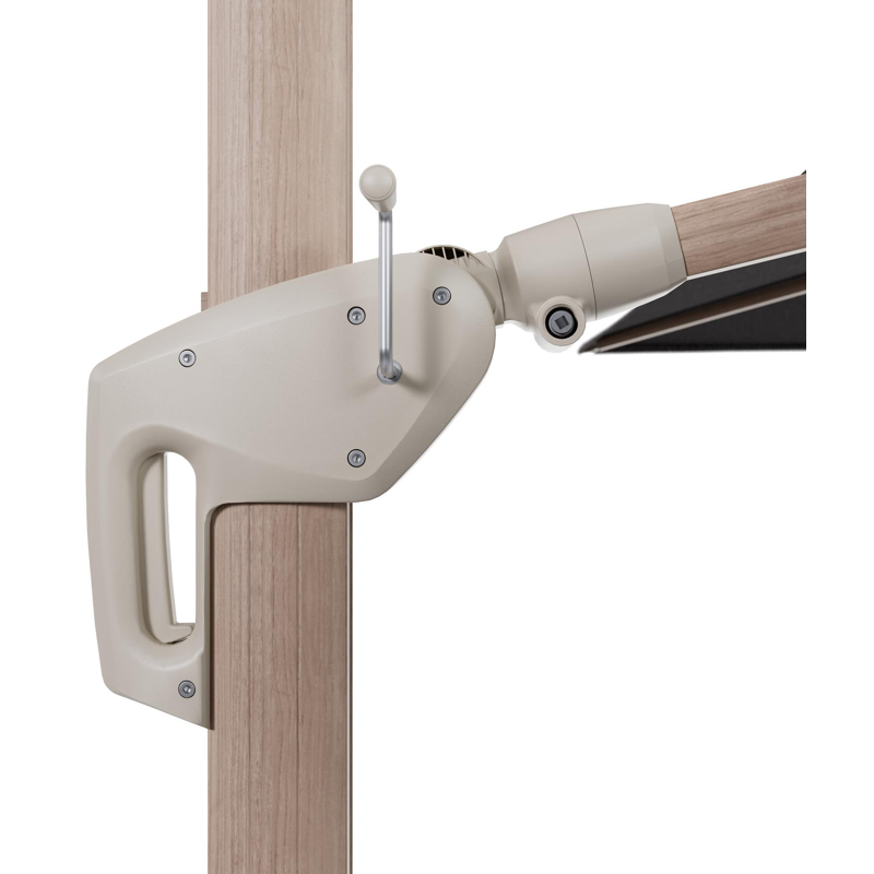 Parasol pendant Minore avec fonction tilt en aluminium aspect de bois et toile de parasol All Weather Solica Firenze Tunder - Lg.1 400 x Lg.2 300 cm (sans pied de parasol)