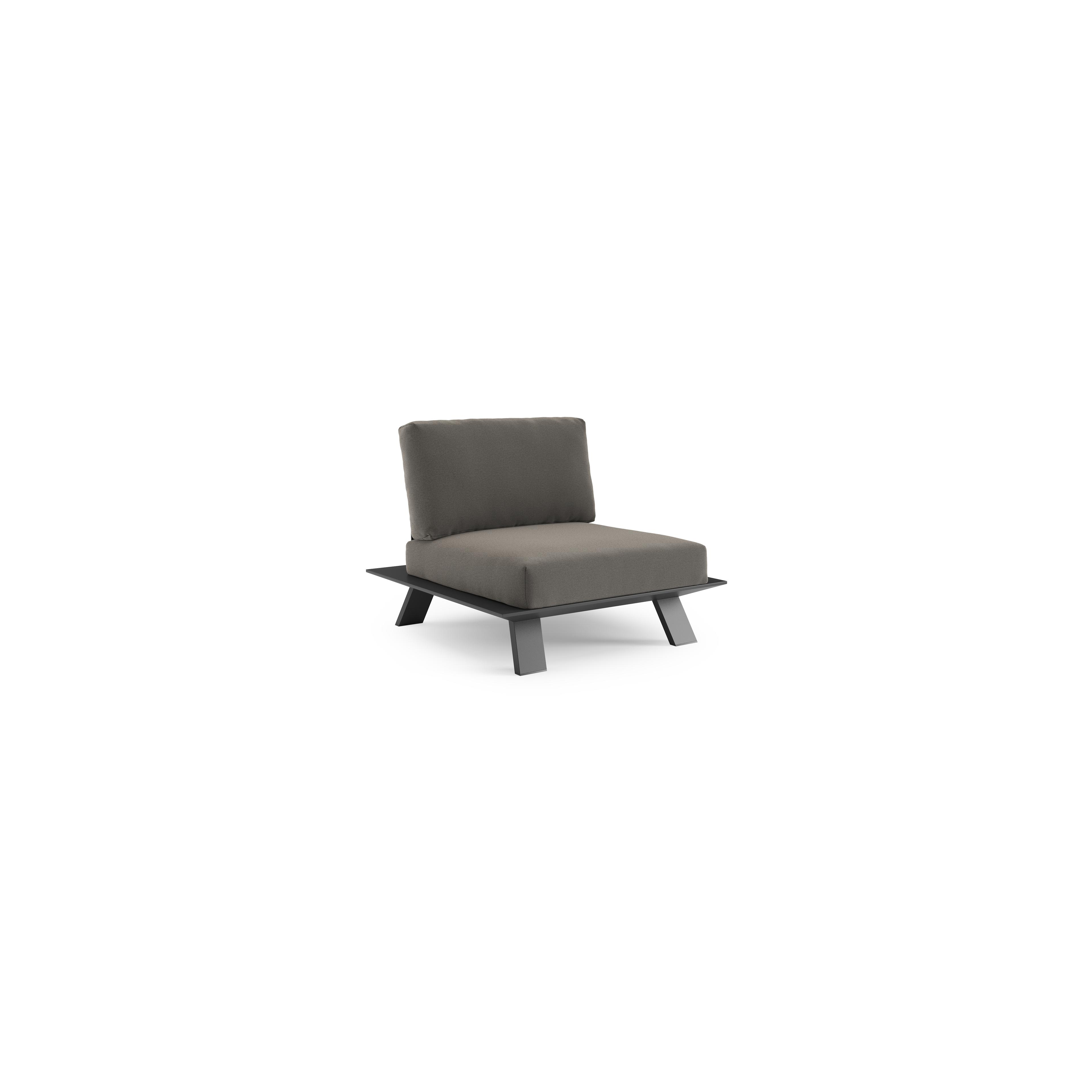 Fauteuil de jardin Cesano en aluminium noir et coussin en all weather Sunbrella® luxe natte dark taupe