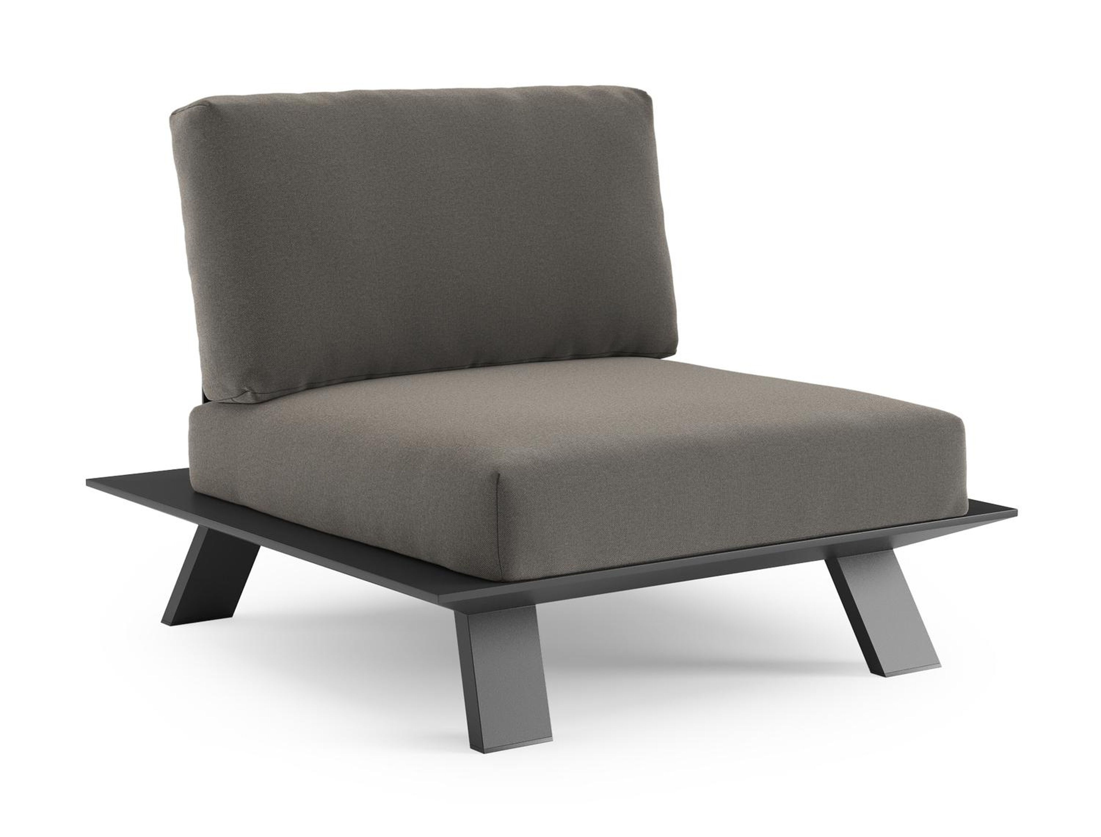 Fauteuil de jardin Cesano en aluminium noir et coussin en all weather Sunbrella® luxe natte dark taupe