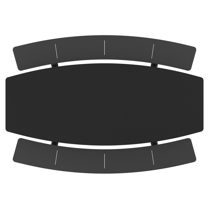Table de pique-nique Forno forme de bateau en aluminium noir et céramique pleine Nero Black - Lg. 240 x Lrg. 181 x Haut. 72 cm