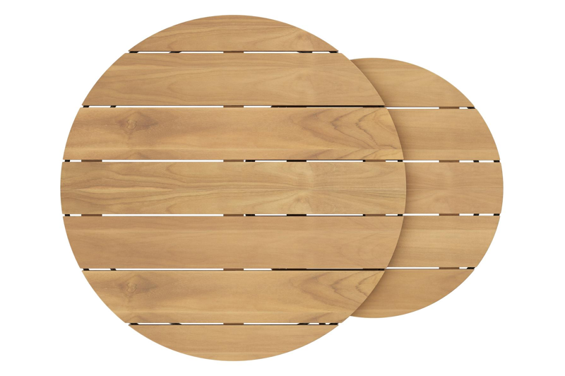 Tables basses Fano en noir aluminium et teck - Diam. 85/65 x Haut. 35/30 cm