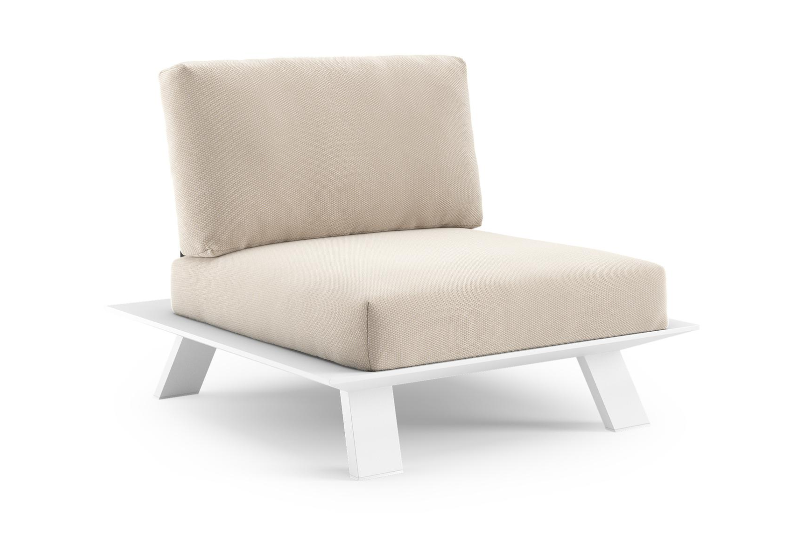 Fauteuil de jardin Cesano en aluminium blanc et coussin en all weather Sunbrella® luxe lopi antique