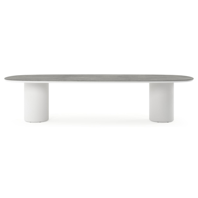 Amico tuintafel bombo in wit aluminium en volkeramiek Aspen Grey - L 320 x B 130 x H 73.5 cm
