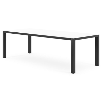 Como tuintafel in zwart aluminium en volkeramiek Arctic White - L 240 x B 100 x H 75 cm
