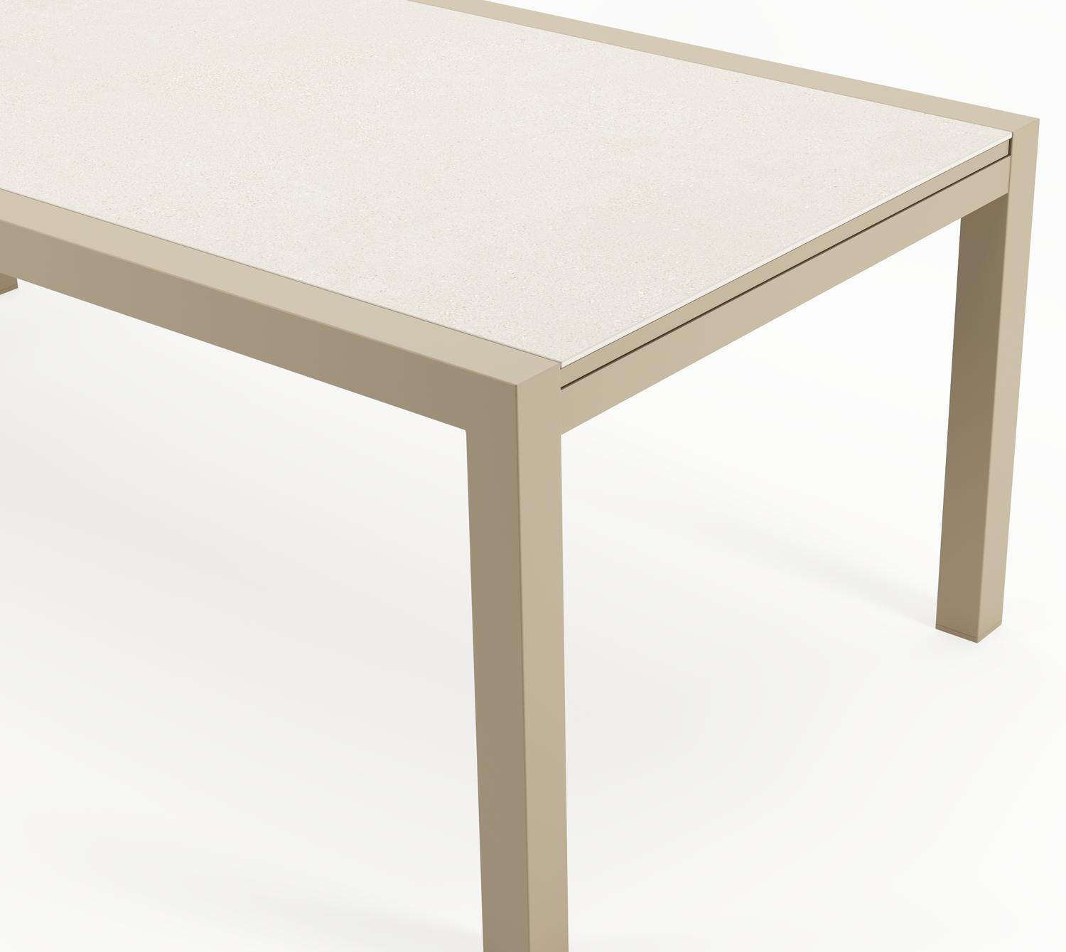 Calobra verlengbare tuintafel rechthoekig in beige aluminium met sintered stone crema minerale -L 220 - 330 x B 107 x H 73 cm 