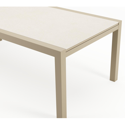 Calobra verlengbare tuintafel rechthoekig in beige aluminium met sintered stone crema minerale -L 220 - 330 x B 107 x H 73 cm 