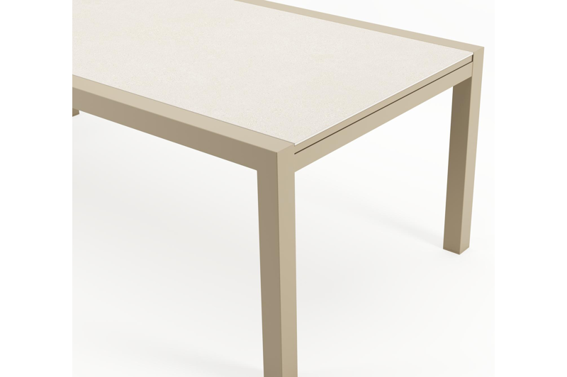 Calobra verlengbare tuintafel rechthoekig in beige aluminium met sintered stone crema minerale -L 220 - 330 x B 107 x H 73 cm 