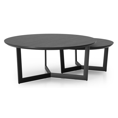Lacrima loungetafels in zwart aluminium en basalt black volkeramiek - Dia. 85/65 x H 35/30 cm