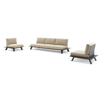 Cesano loungeset in zwart aluminium met althea camel all weather Cosytica kussen