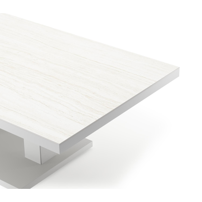 Cirello loungetafel in wit aluminium en calista volkeramiek - L 140 x B 80 x H 71 cm