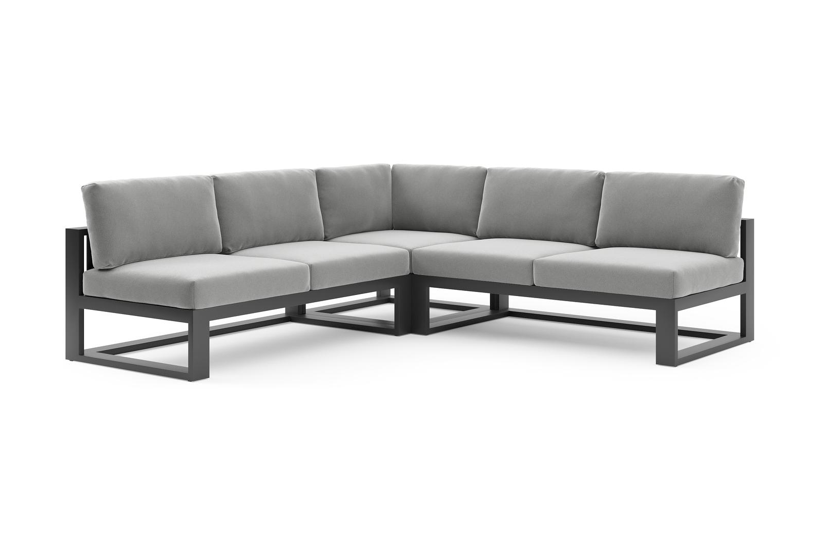 Verato loungehoek in zwart aluminium met savane grey all weather sunbrella® luxe kussen