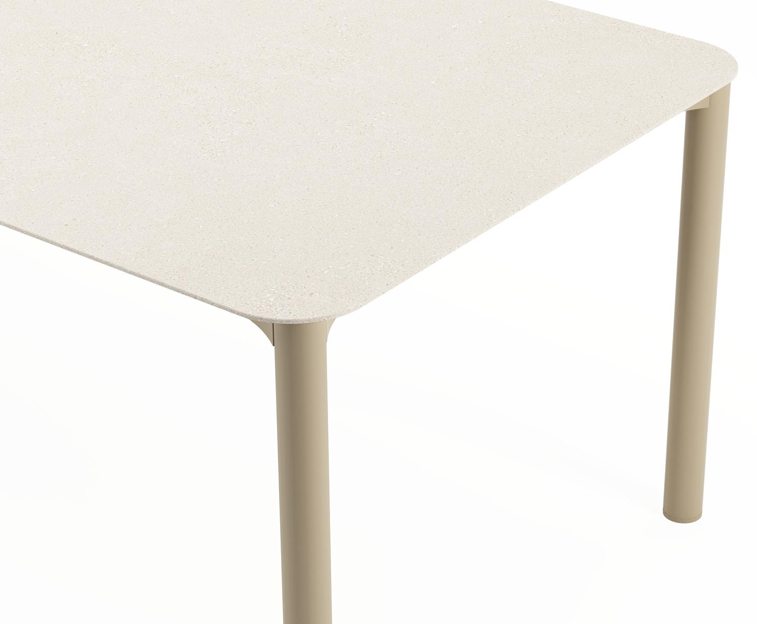 Mira ensemble de jardin rectangulaire arrondi en aluminium beige en sintered stone crema minerale avec 8 chaises de jardin Amalfi