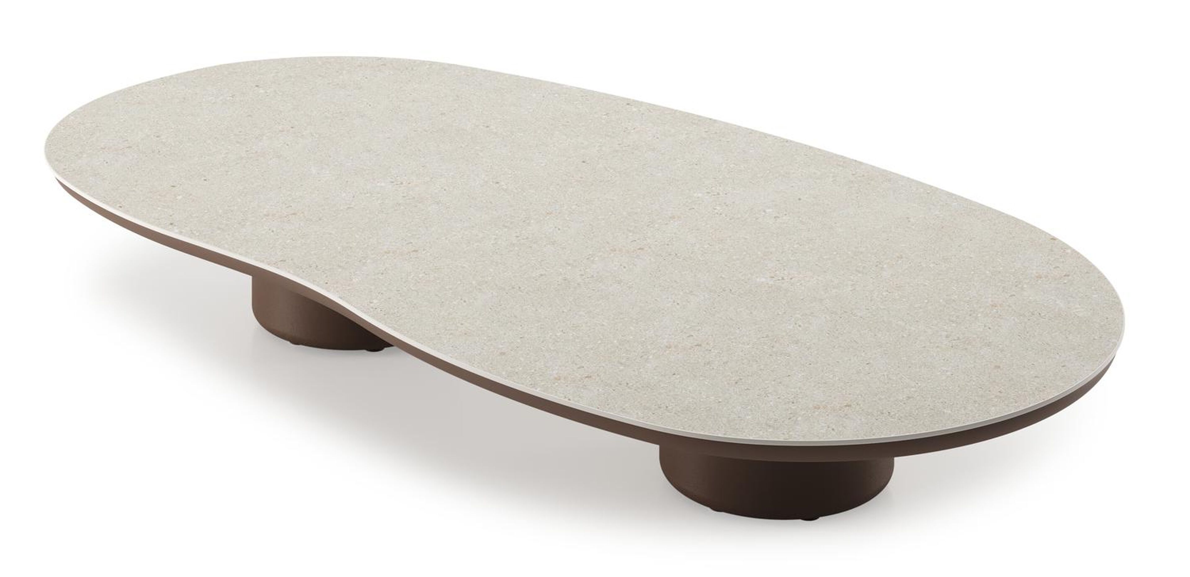 Amico loungetafel organisch in taupe aluminium en volkeramiek Shilin - L 170 x B 91 x H 25 cm