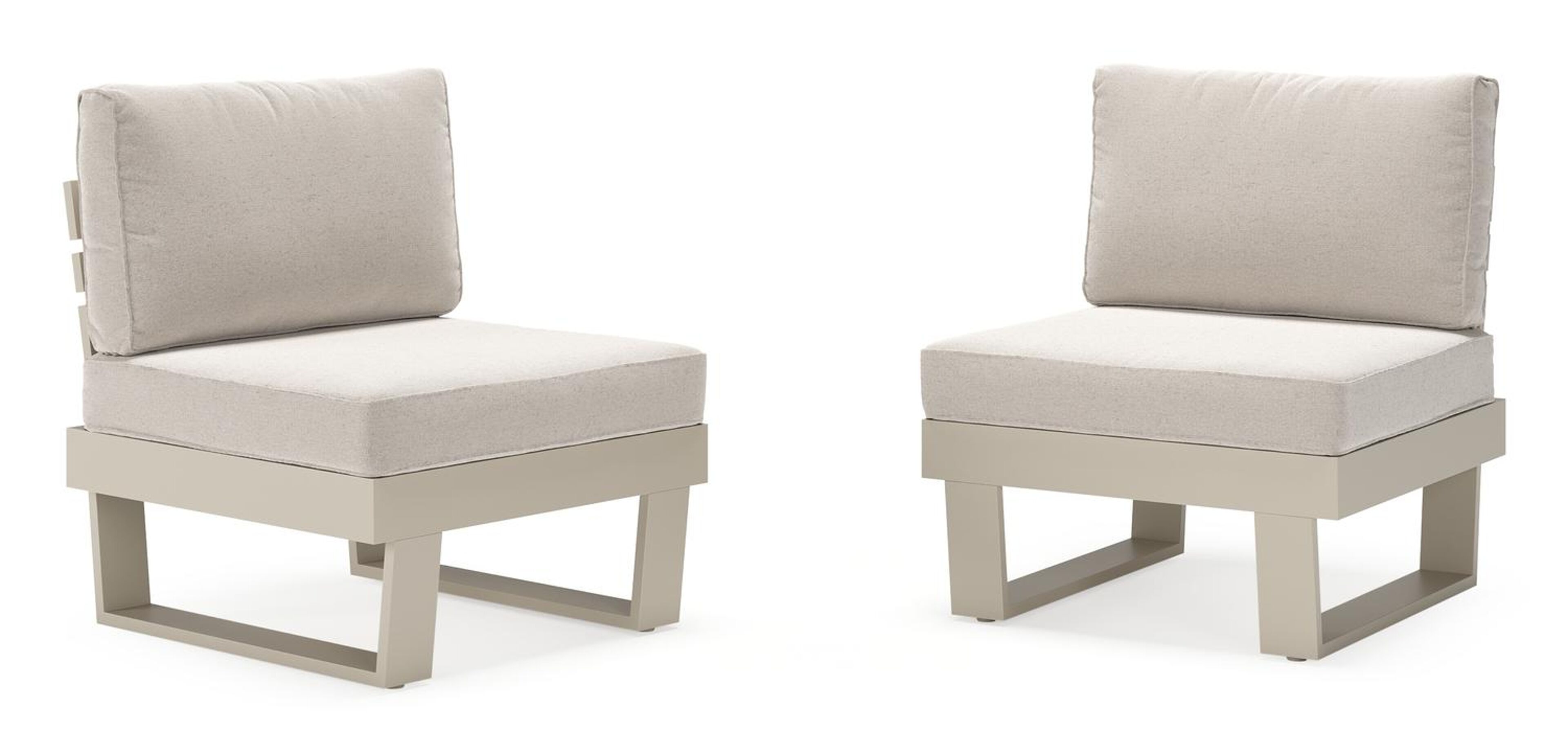 Set van 2 Alora loungestoelen in beige aluminium met beige Weather+ Softtouch kussen