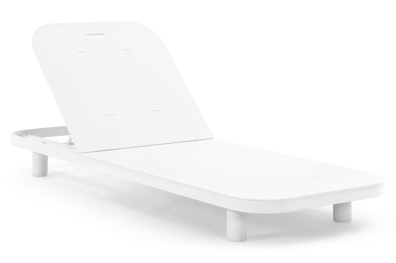 Donato verstelbaar ligbed in wit aluminium met natte charcoal chine all weather sunbrella® luxe kussen