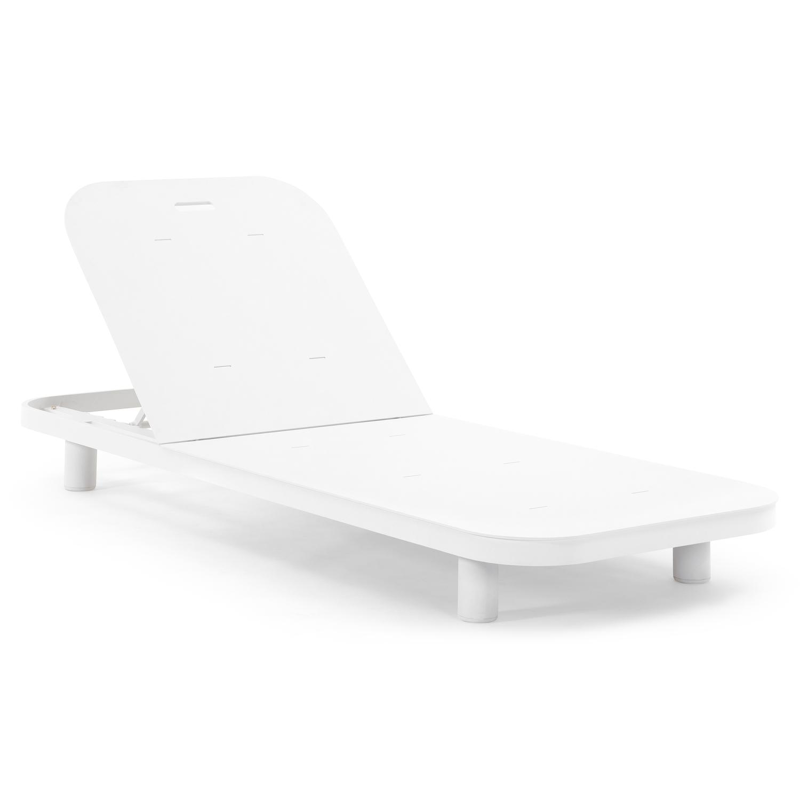 Chaise longue réglable Donato en aluminium blanc et coussin en all weather Sunbrella® luxe savane tornado