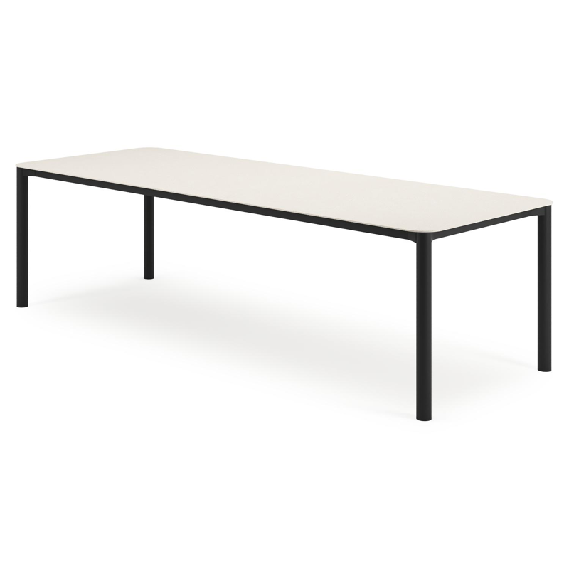 Mira tuintafel rechthoekig afgerond in zwart aluminium en sintered stone Crema minerale - L 270 x B 100 x H 74 cm