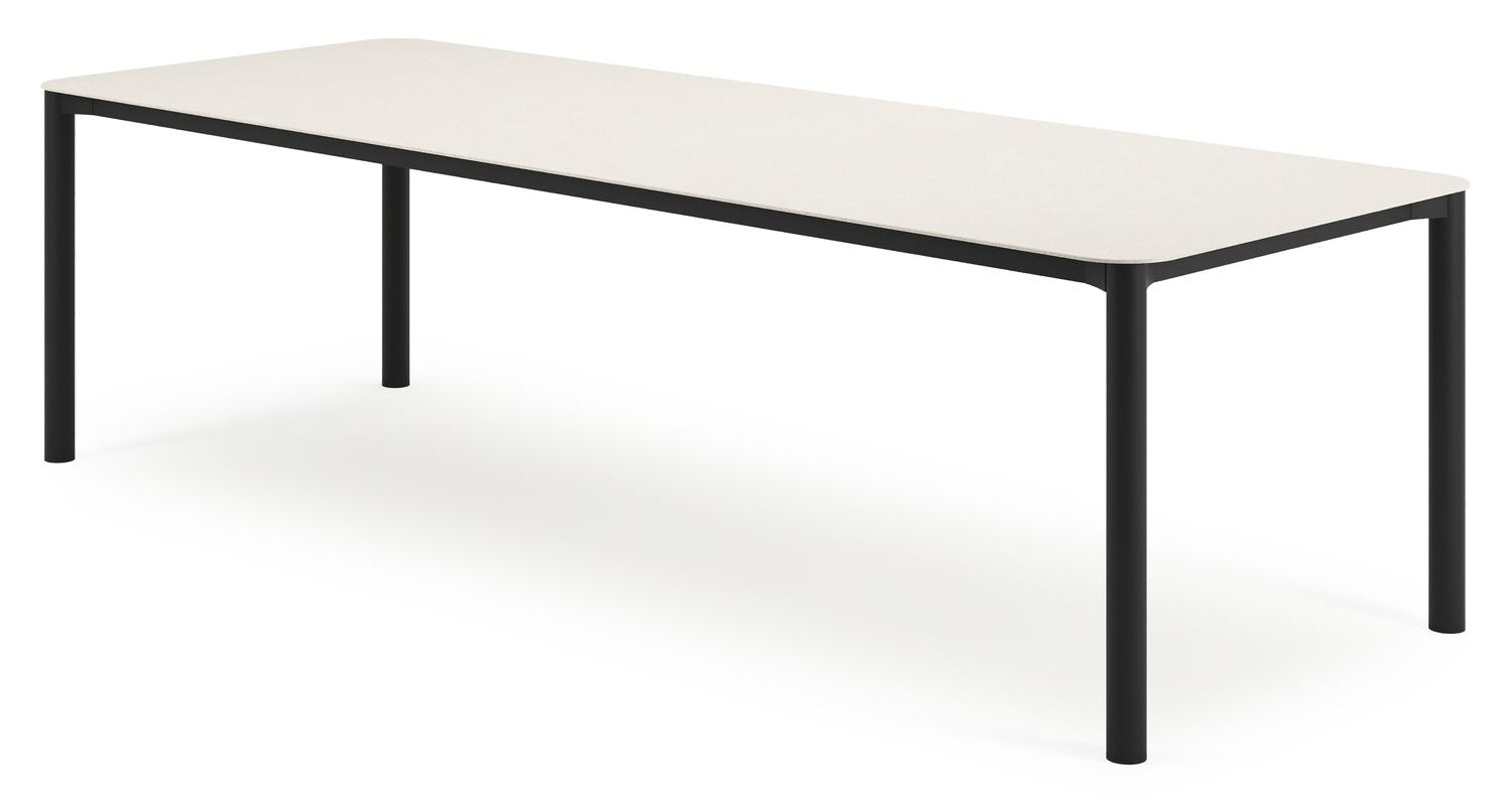 Mira ensemble de jardin rectangulaire arrondi en aluminium noir en sintered stone crema minerale avec 10 chaises de jardin Madura