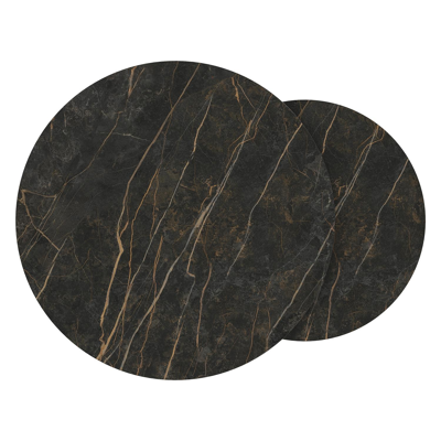 Fano set van 2 loungetafels rond in beige aluminium en volkeramiek Black Obsession - Dia. 85 x H 35 cm