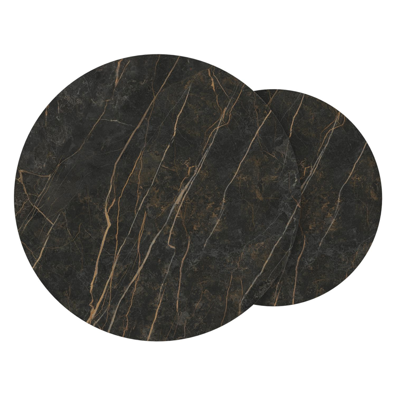 Fano set van 2 loungetafels rond in beige aluminium en volkeramiek Black Obsession - Dia. 85 x H 35 cm