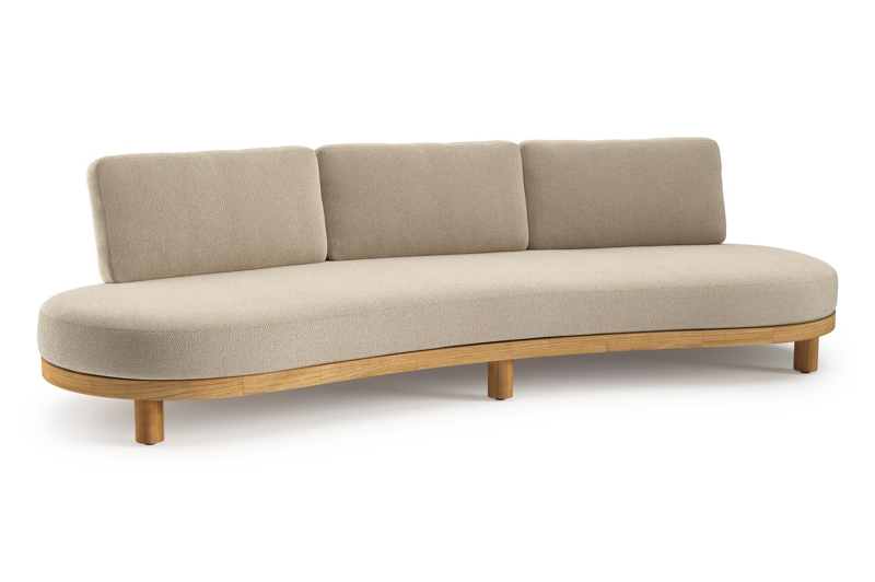 Donato loungebank 3-zit in teak met althea chalk all weather Casettica kussen