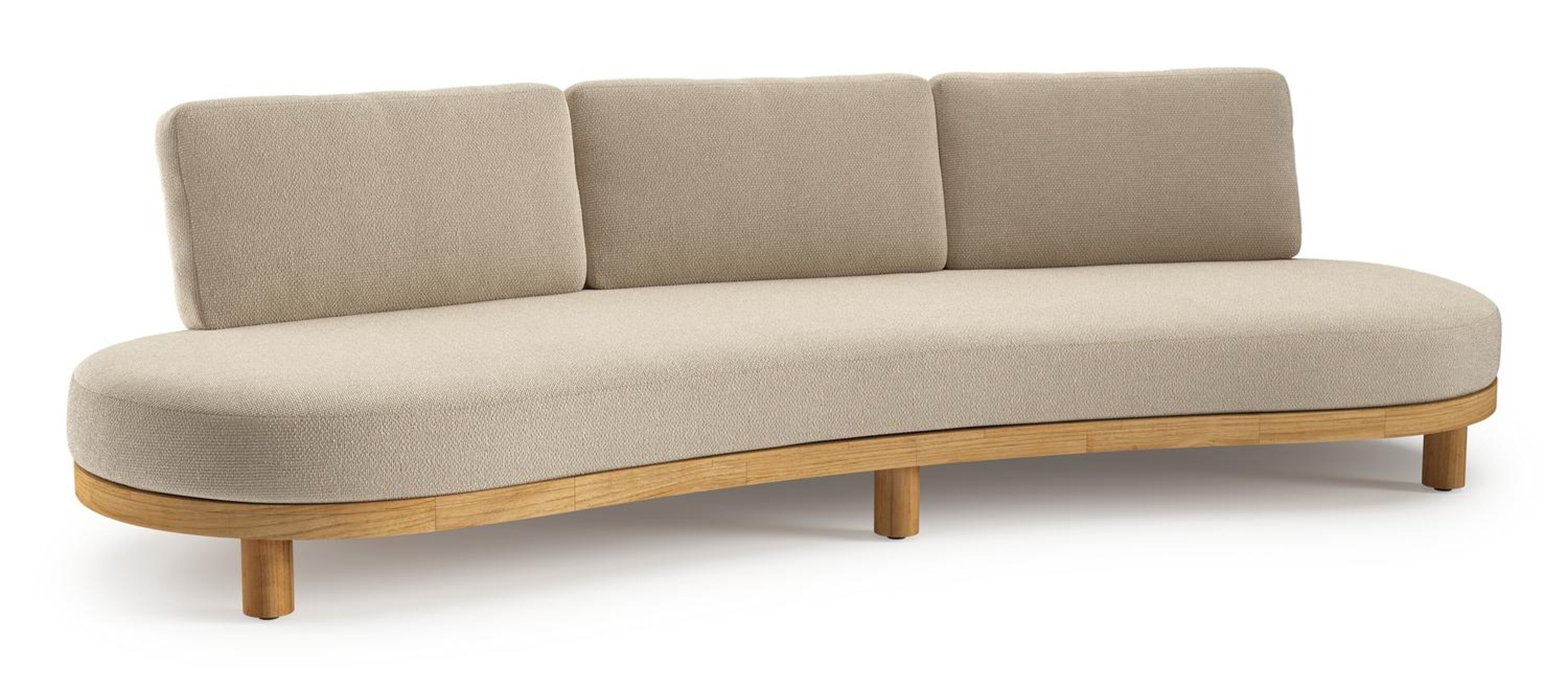 Donato loungebank 3-zit in teak met althea chalk all weather Casettica kussen