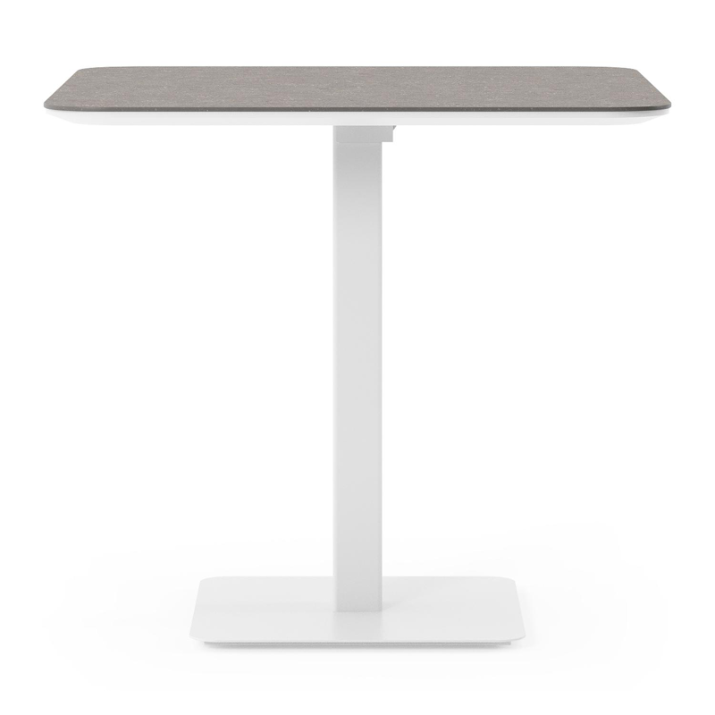 Fano kantelbare tuintafel afgerond vierkant in wit aluminium en volkeramiek Wulong - L 80 x B 80 x H 72.5 cm