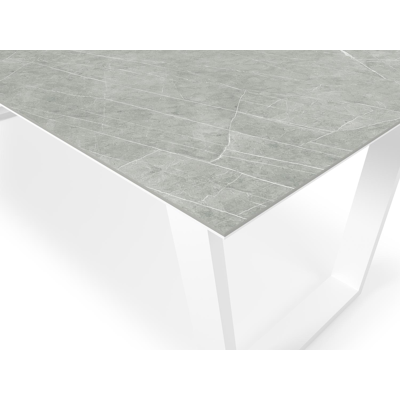 Pagino tuintafel in wit aluminium en volkeramiek zaha stone - L 240 x B 100 x H 74,5 cm