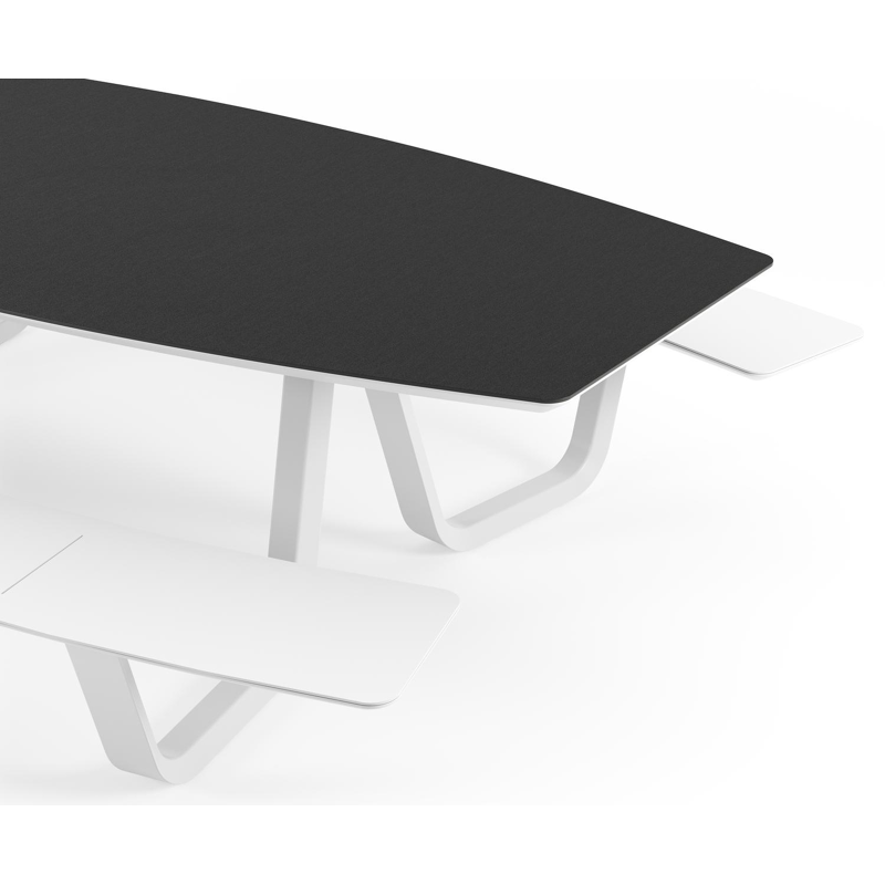 Table de pique-Forno forme de bateau en aluminium blanc et céramique pleine Nero Black - Lg. 280 x Lrg. 192 x Haut. 72 cm