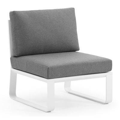 Navelli loungezetel tussenstuk in wit aluminium met grijs weather+ softtouch kussen