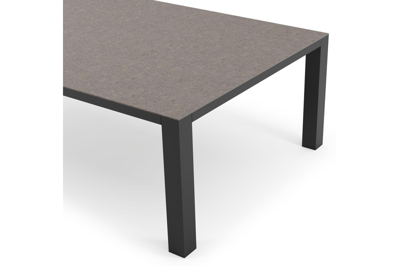 Nano tuintafel rechthoekig in zwart aluminium en volkeramiek wulong - L 240 x B 148 x H 75 cm