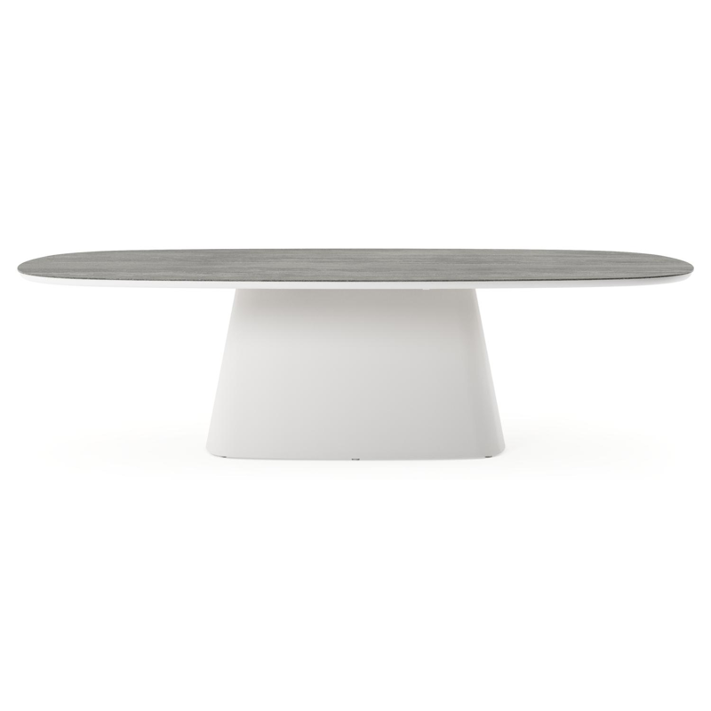 Amico tuintafel bombo xl in wit aluminium en volkeramiek Aspen Grey - L 270 x B 148 x H 73.5 cm