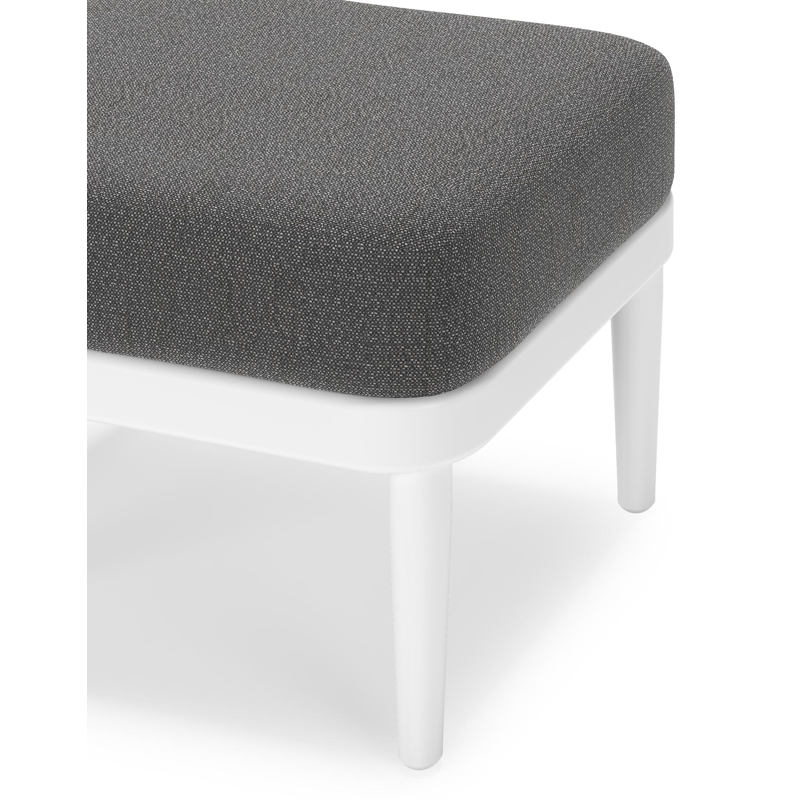 Pouf Orso en aluminium blanc et coussins en all weather sunbrella® luxe Savane Tornado