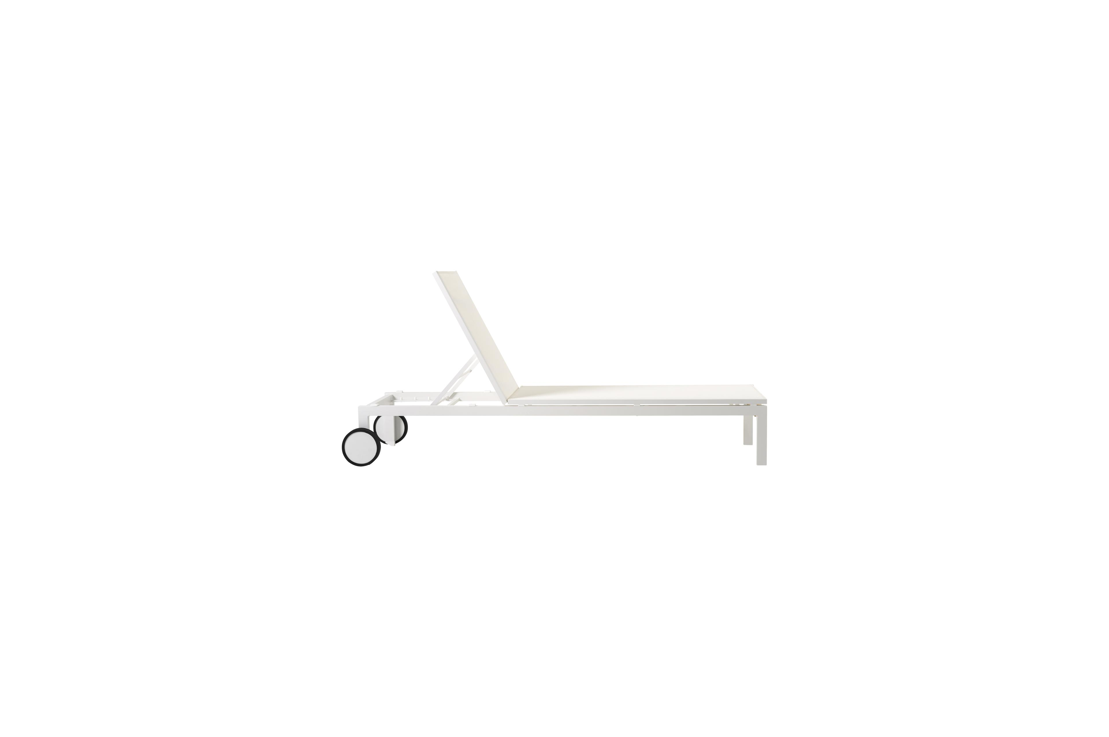 Chaise longue réglable Caravelle en aluminium blanc avec textilène blanc