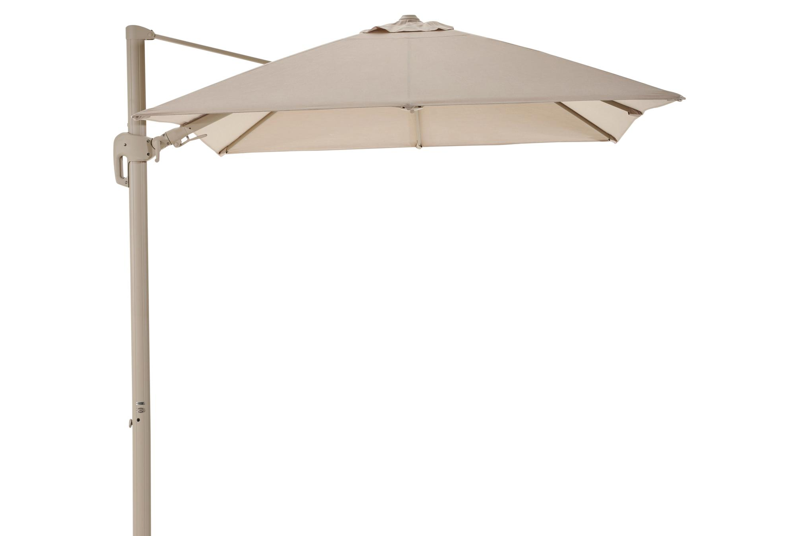 Rufina zweefparasol met tiltfunctie in beige aluminium met beige all weather sunbrella® premium parasoldoek - (zonder voet)