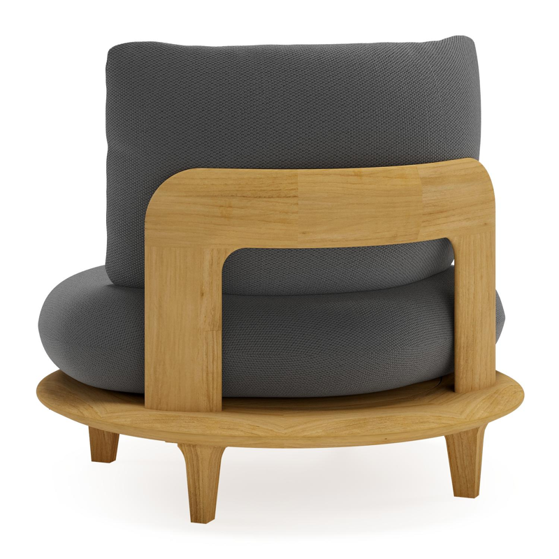 Bomero loungestoel in teak met lopi shadow all weather sunbrella® luxe kussen