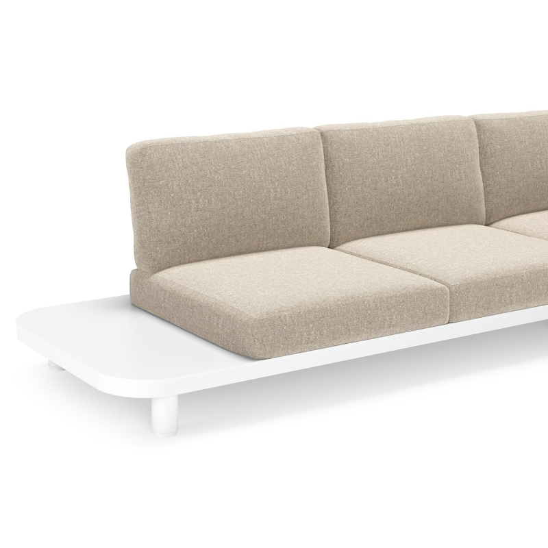 Salon de jardin d'angle Donato en aluminium blanc et coussins en all weather sunbrella® luxe Chartres Pewter